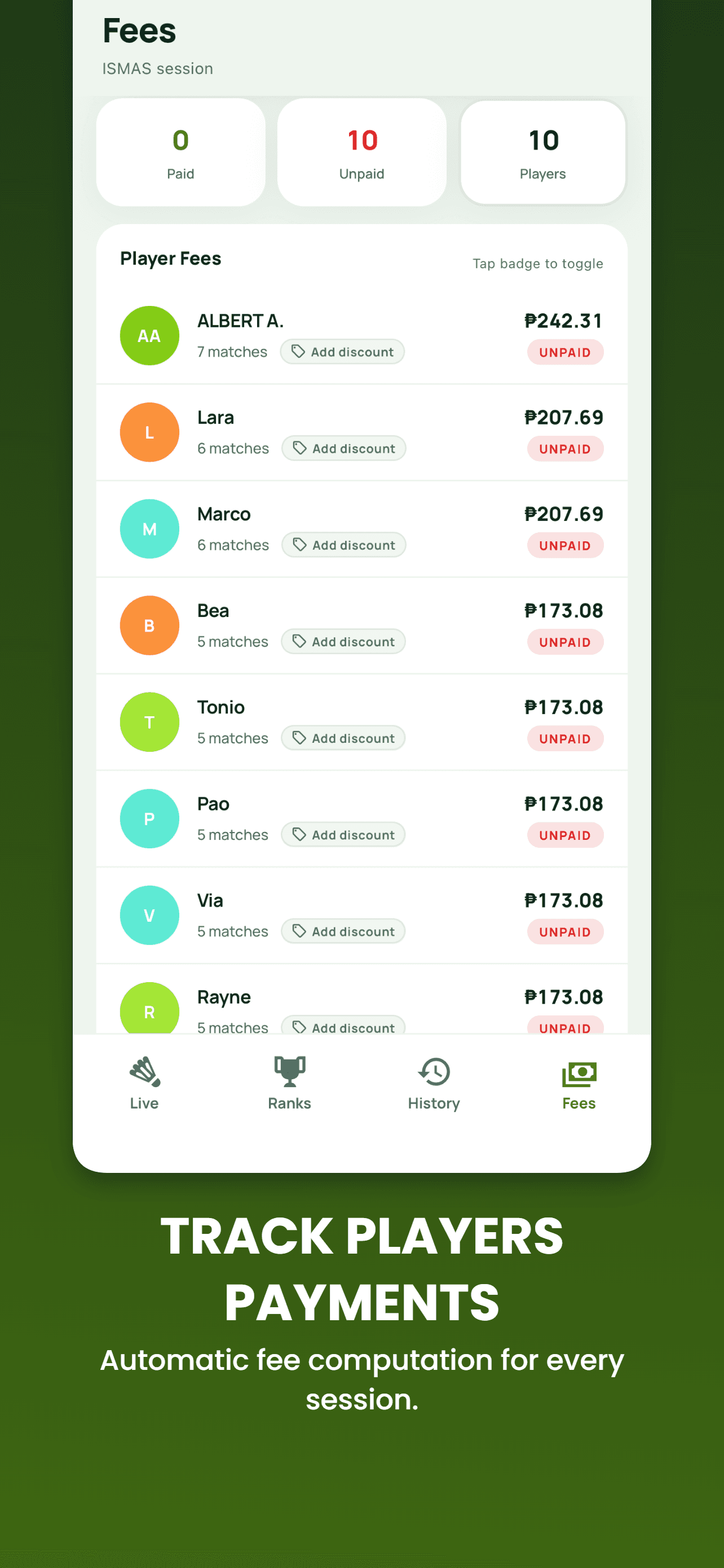 PaQueueKa — Fees & payments